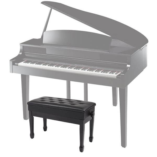 23'' Genuine Leather Piano Bench, Adjustable Artist Concert Piano Bench Stool with Storage, Black
