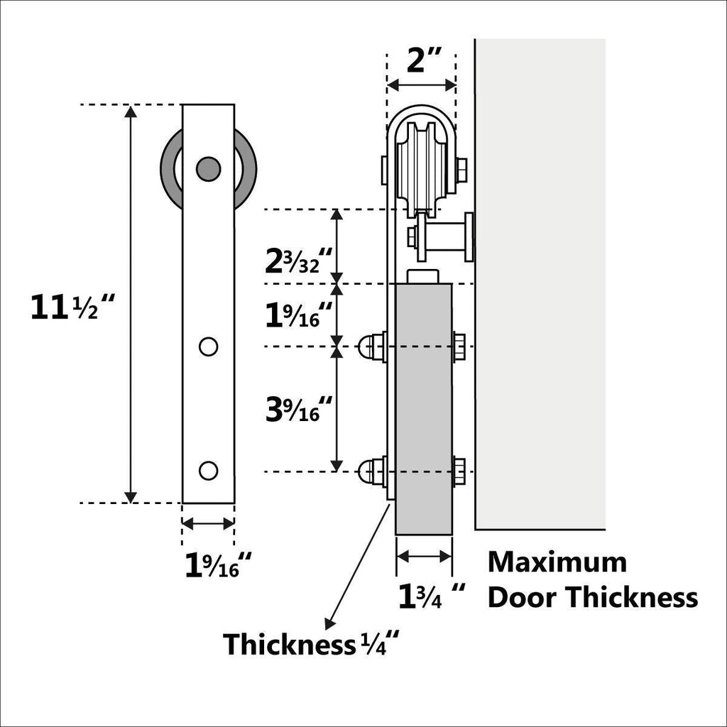6.6 ft Sliding Barn Door Hardware Antique Style Carbon Steel Single Barn Door Hardware Kit