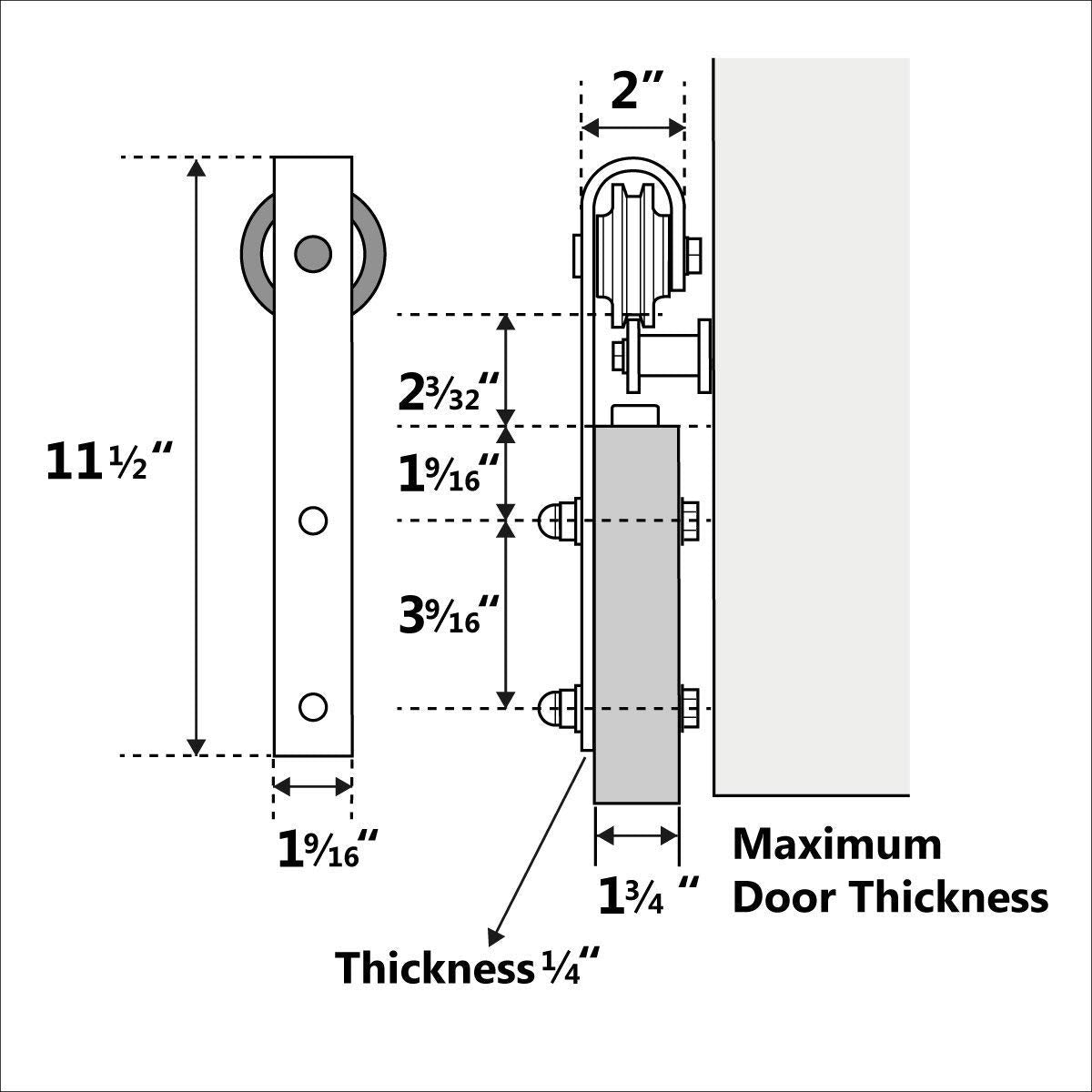 6.6 ft Sliding Barn Door Hardware Antique Style Carbon Steel Single Barn Door Hardware Kit