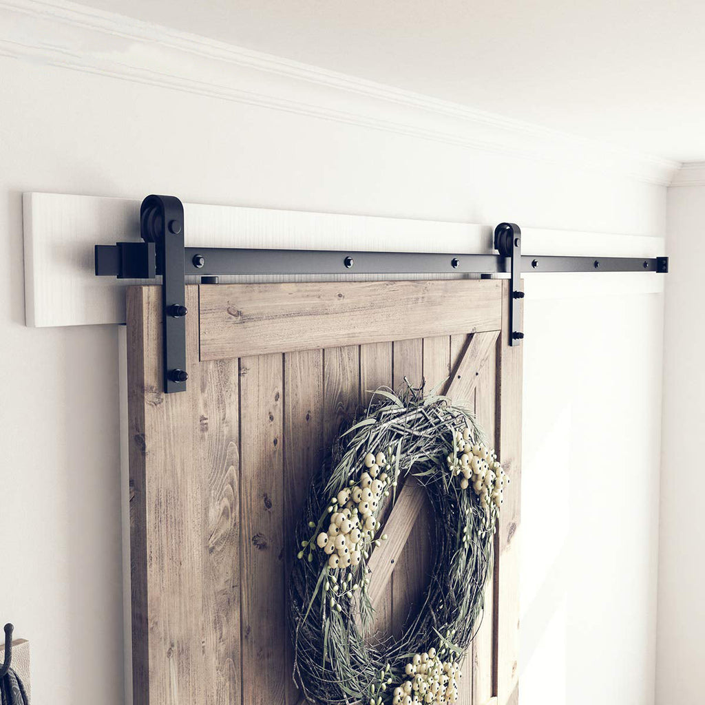 6.6 ft Sliding Barn Door Hardware Antique Style Carbon Steel Single Barn Door Hardware Kit
