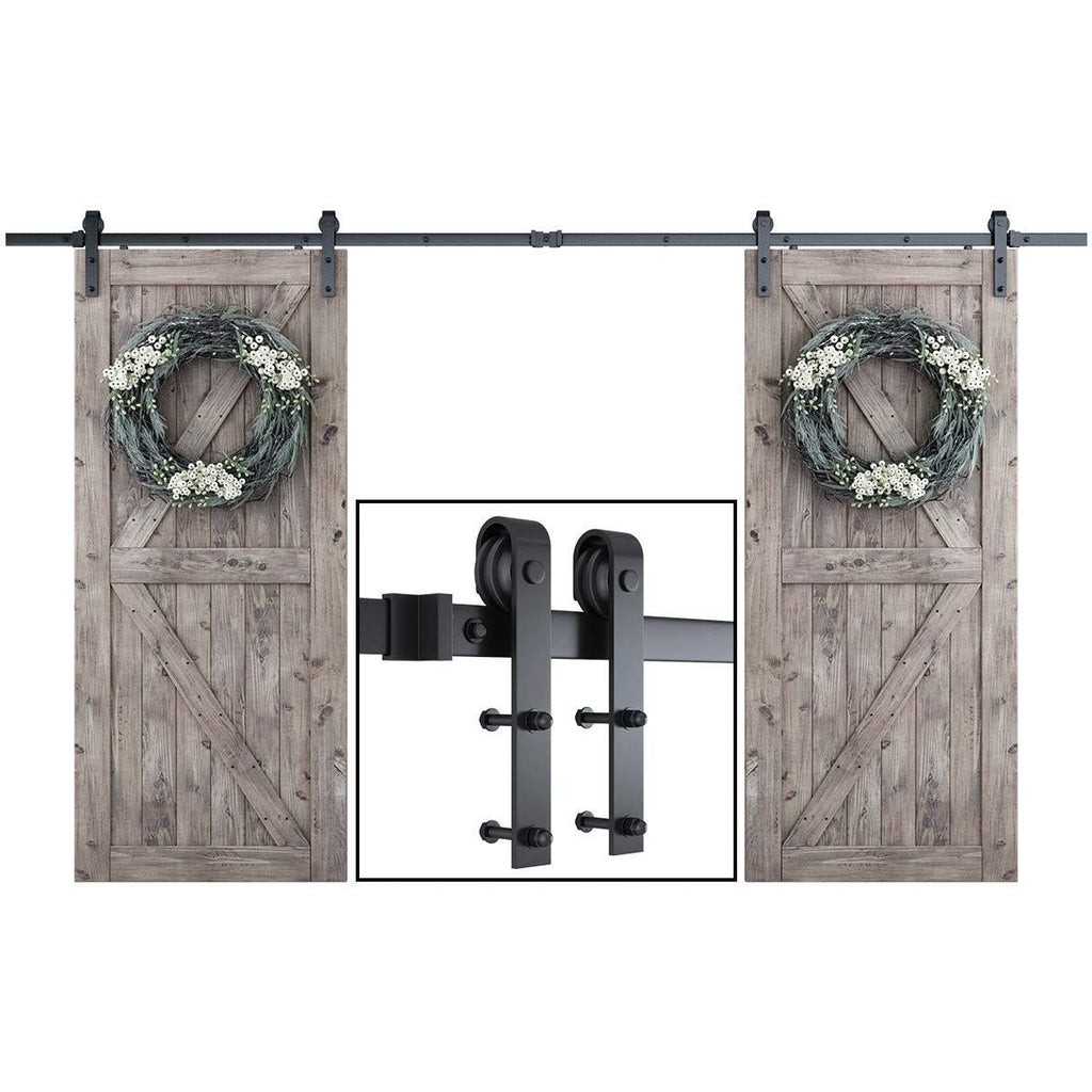 13 FT Barn Double Door Hardware Classic J Shape Carbon Steel Bi-parting System 156inch