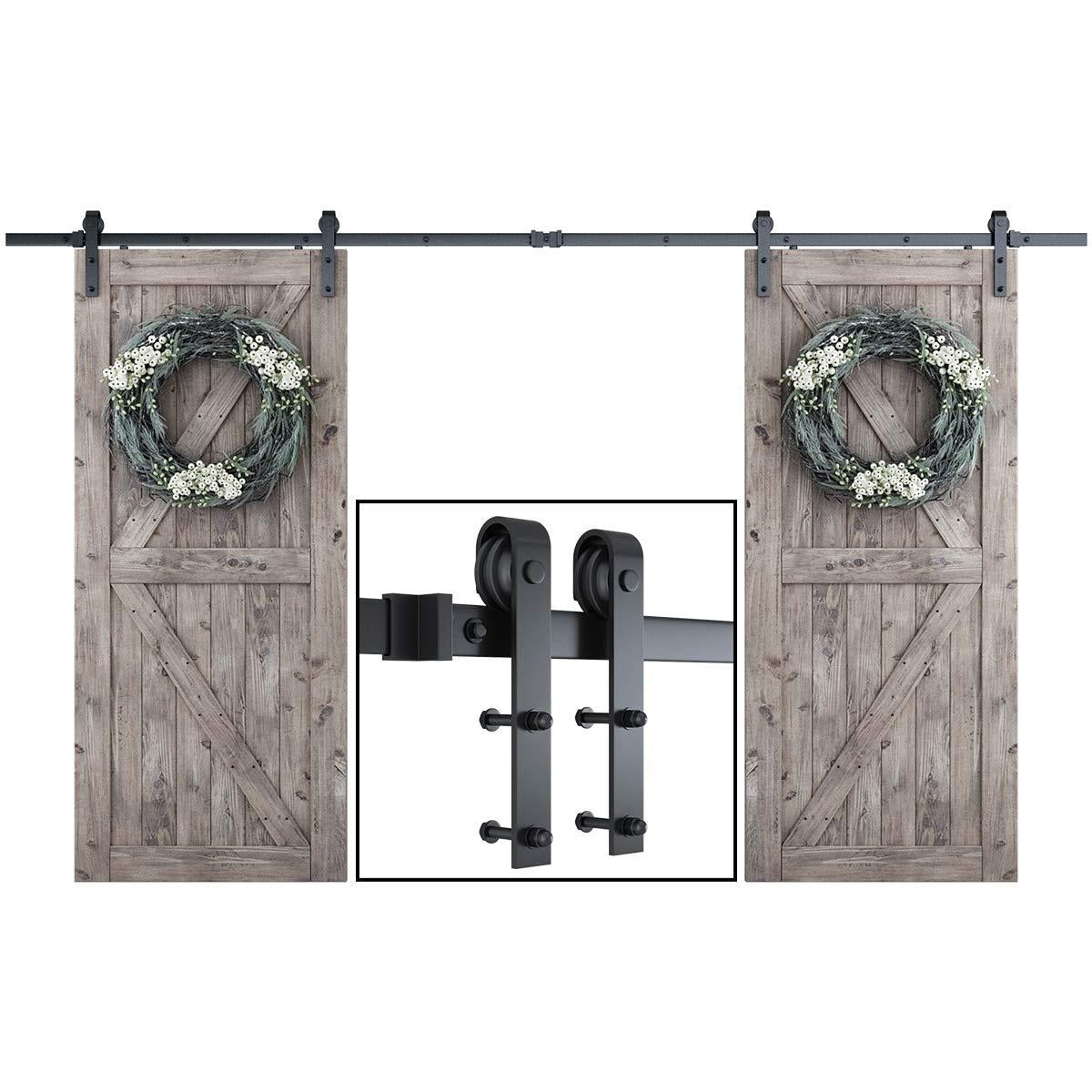 13 FT Barn Double Door Hardware Classic J Shape Carbon Steel Bi-parting System 156inch