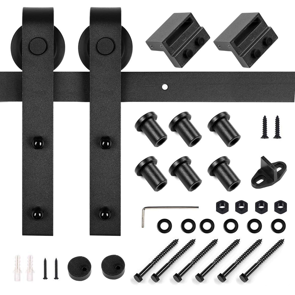 6.6 ft Sliding Barn Door Hardware Antique Style Carbon Steel Single Barn Door Hardware Kit