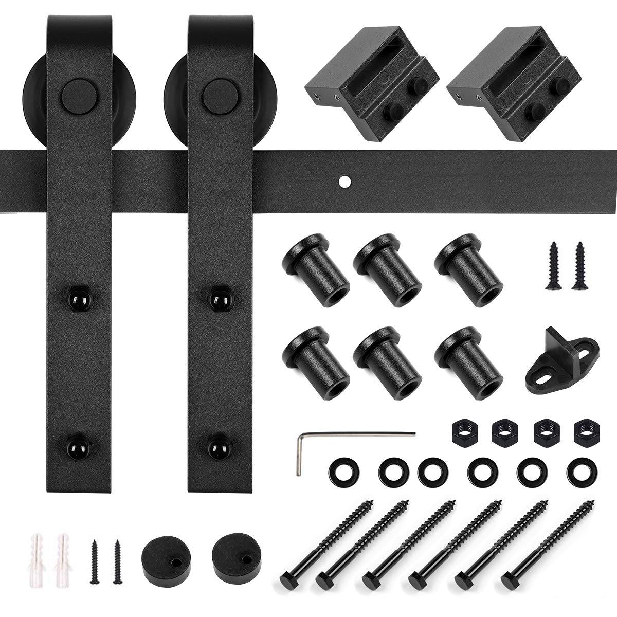 6.6 ft Sliding Barn Door Hardware Antique Style Carbon Steel Single Barn Door Hardware Kit