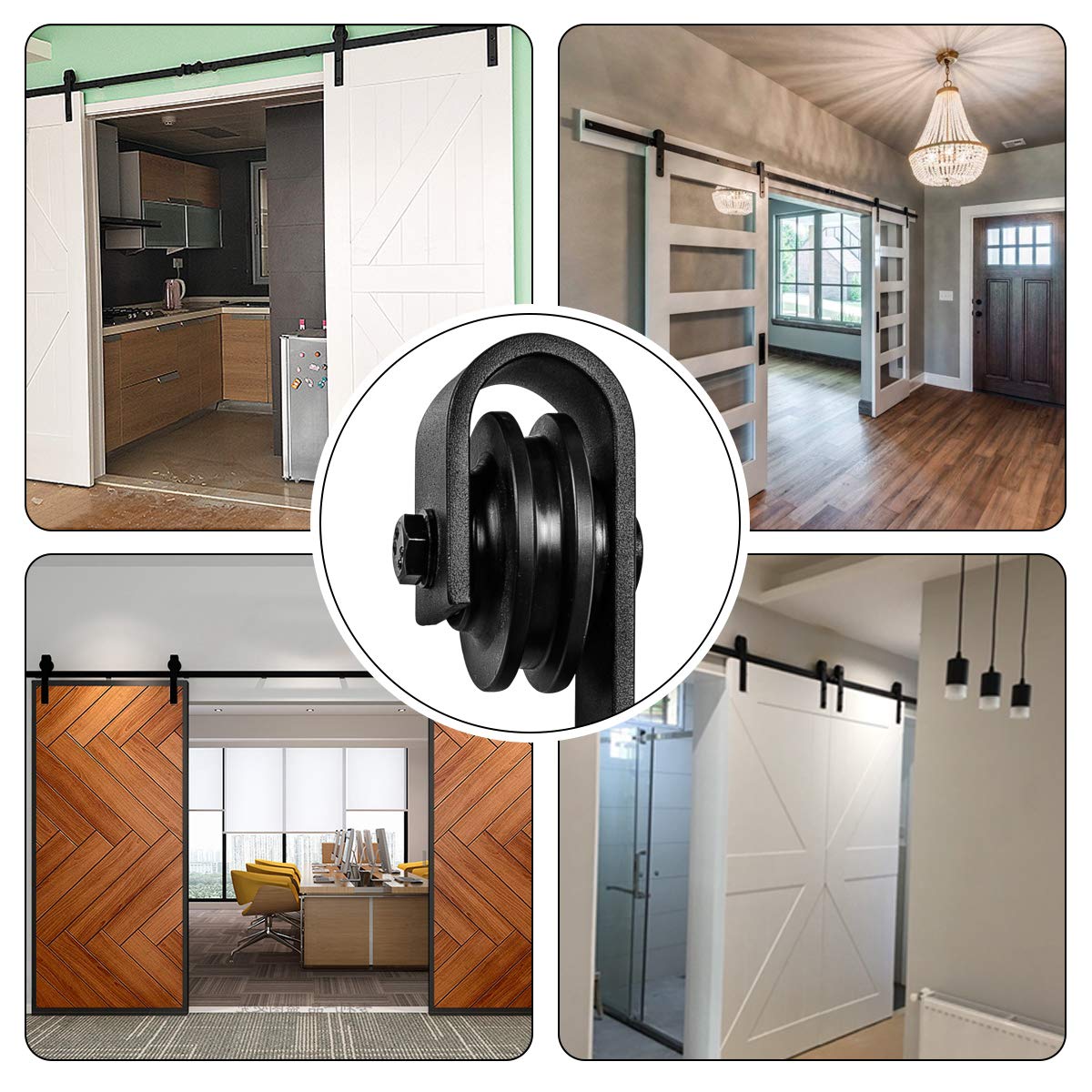 13 FT Barn Double Door Hardware Classic J Shape Carbon Steel Bi-parting System 156inch