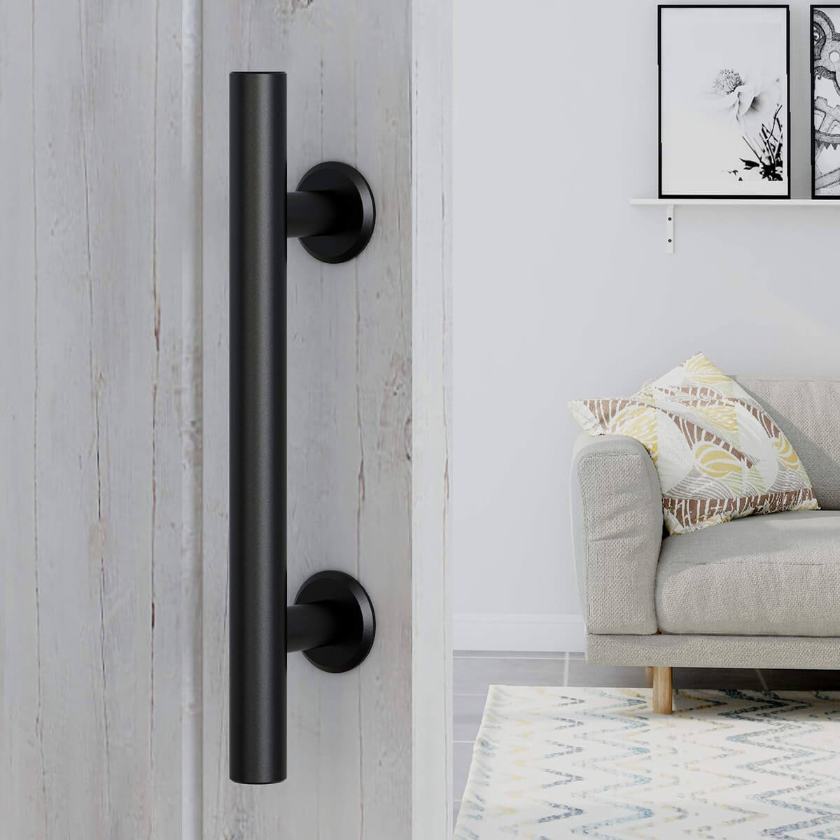 12 Inches Heavy Duty Pull and Flush Sliding Barn Door Handle Set Cylinder