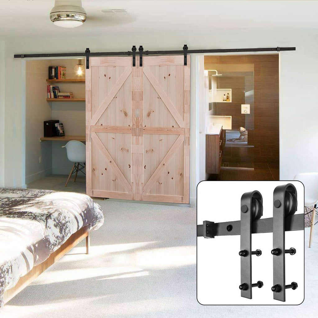 13 FT Barn Double Door Hardware Classic J Shape Carbon Steel Bi-parting System 156inch