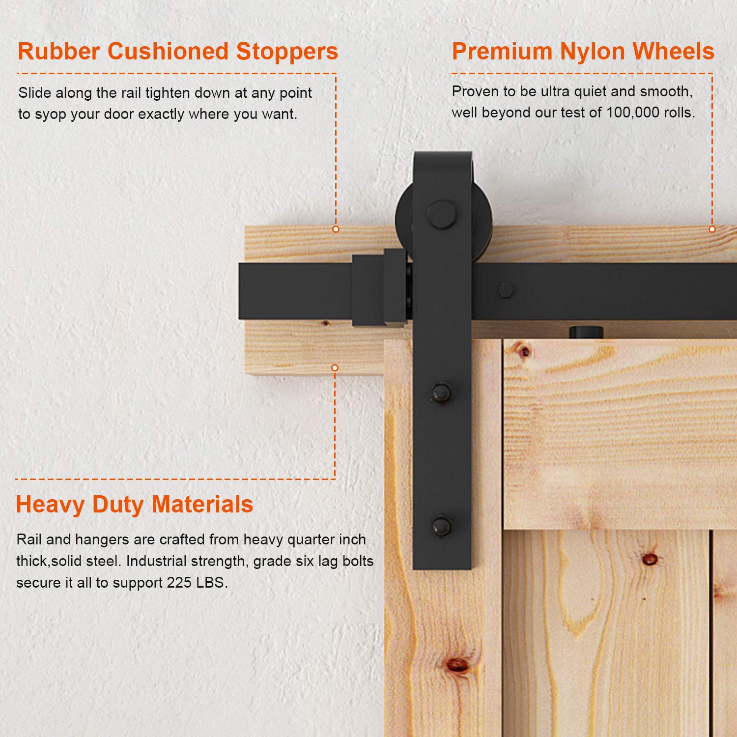 13 FT Barn Double Door Hardware Classic J Shape Carbon Steel Bi-parting System 156inch