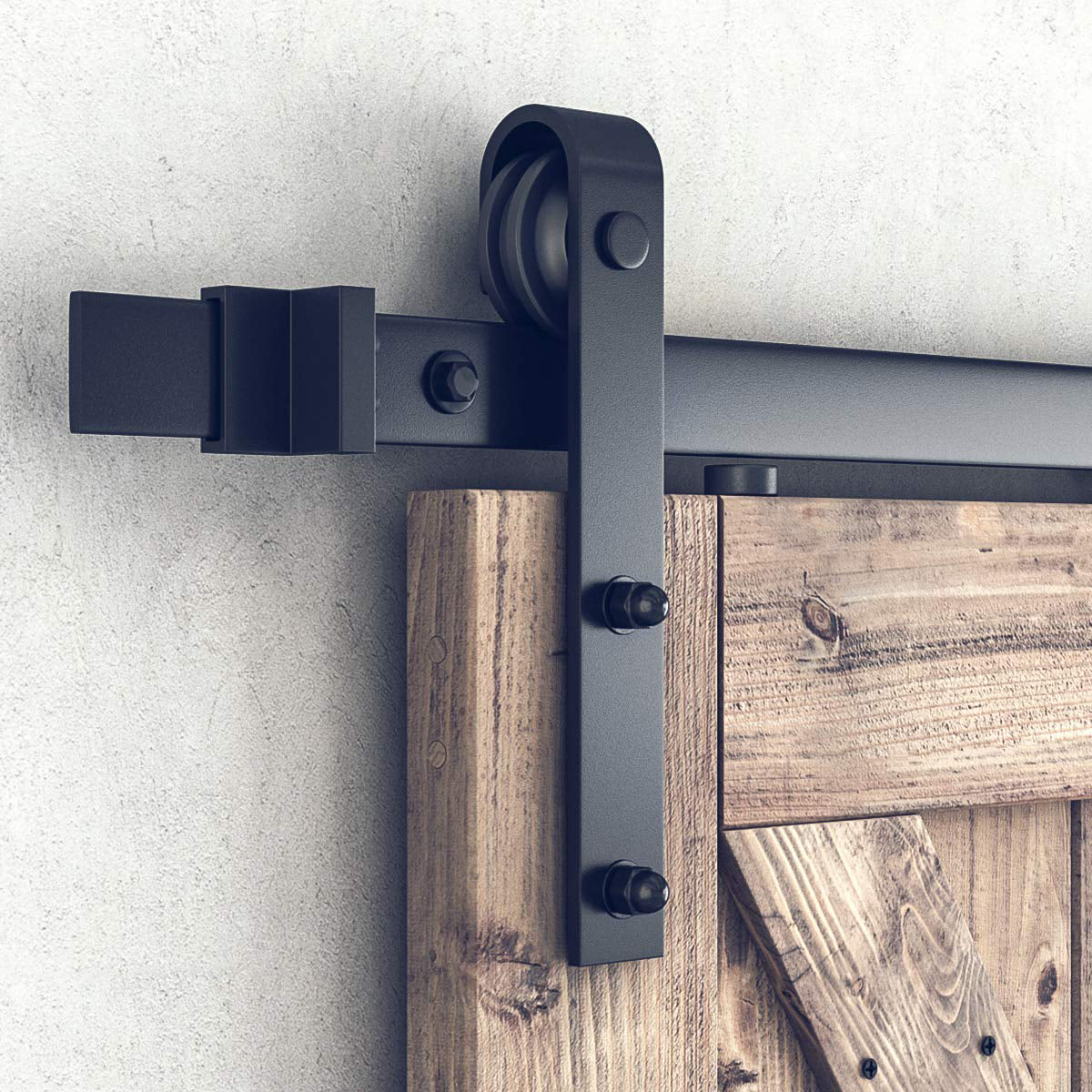 6.6 ft Sliding Barn Door Hardware Antique Style Carbon Steel Single Barn Door Hardware Kit