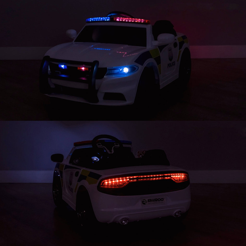 Police Sports Car Ride On Car Dual Drive Remote Control Blue
